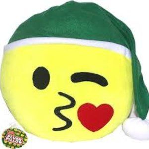 Emoji Christmas Blowing Kiss Heart Santa Plush Pillow